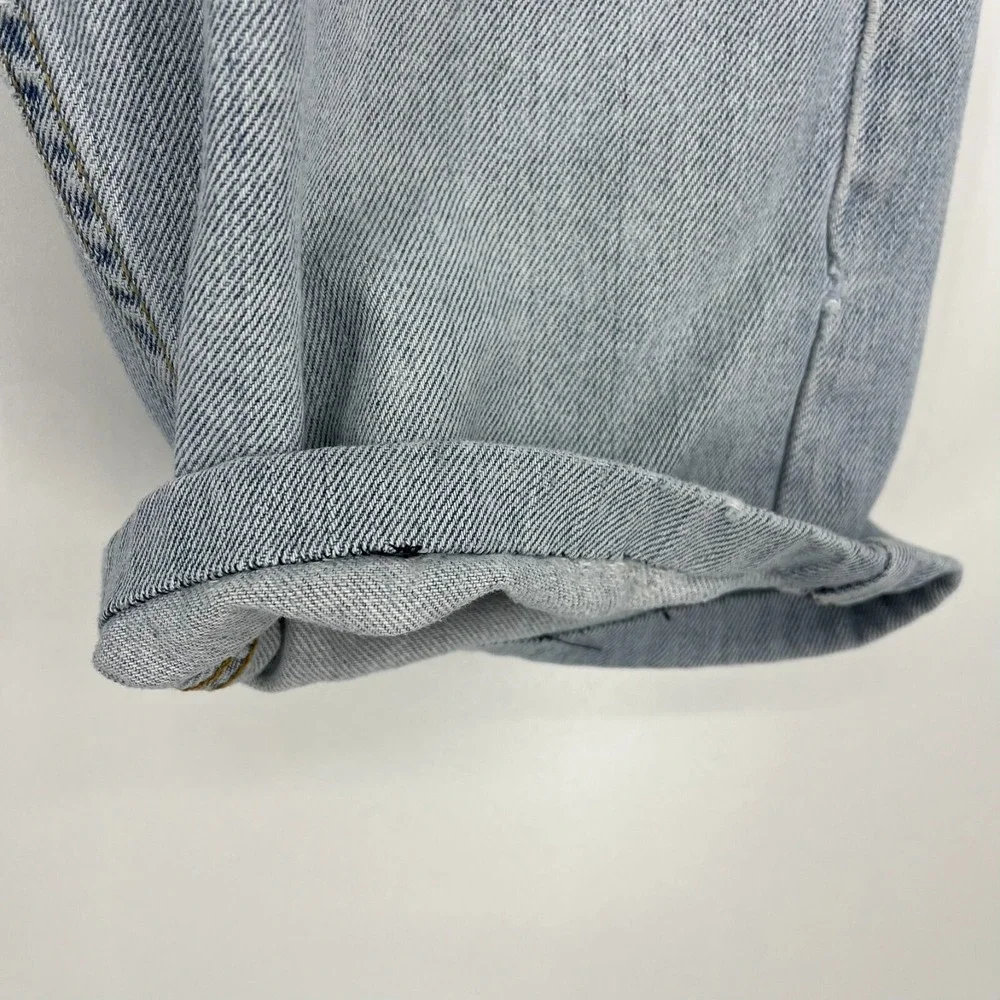 Levis 505 Mens Distressed Straight Fit Denim Jean Shorts Light Wash W30 Vtg